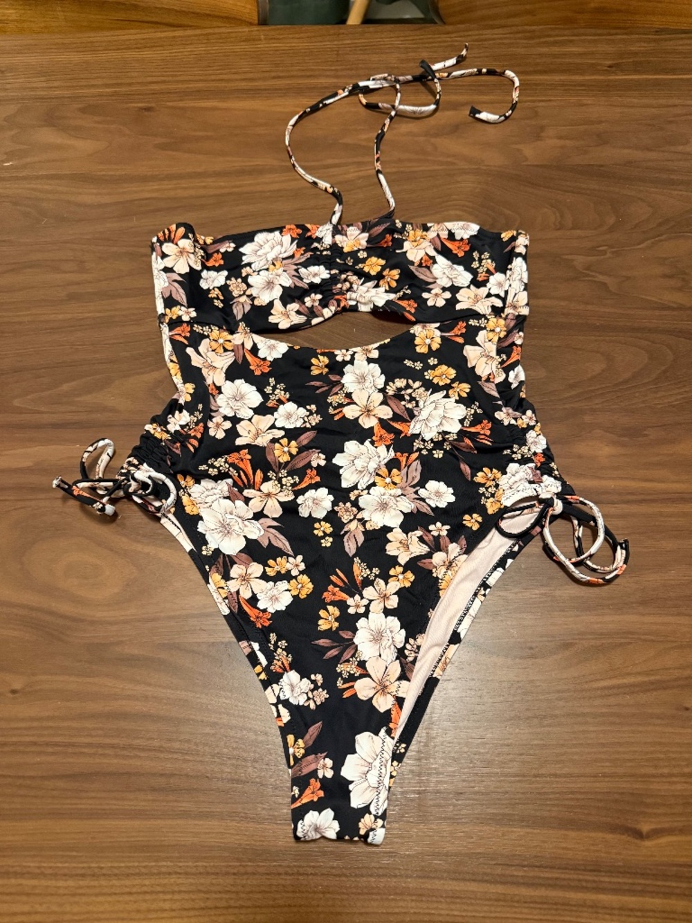 Shade & Shore - One Piece Floral Halter Bathing Suit - Medium